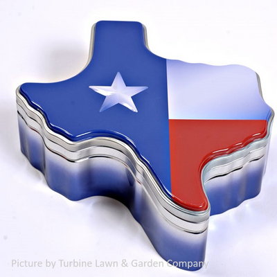 Texas shaped decorative tin in red white and blue colors