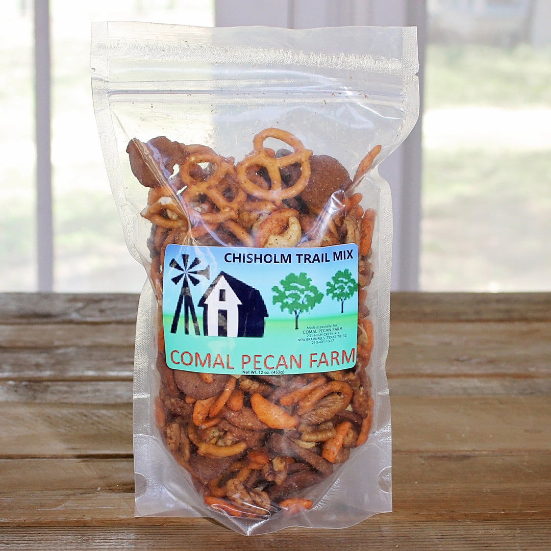 Chisoln Trail Mix with Pecans in 12 oz resealable packaging for