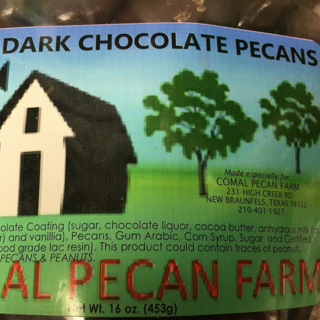 Dark Chocolate Pecans 16 oz for Sale | Comal Pecan Farm | TX