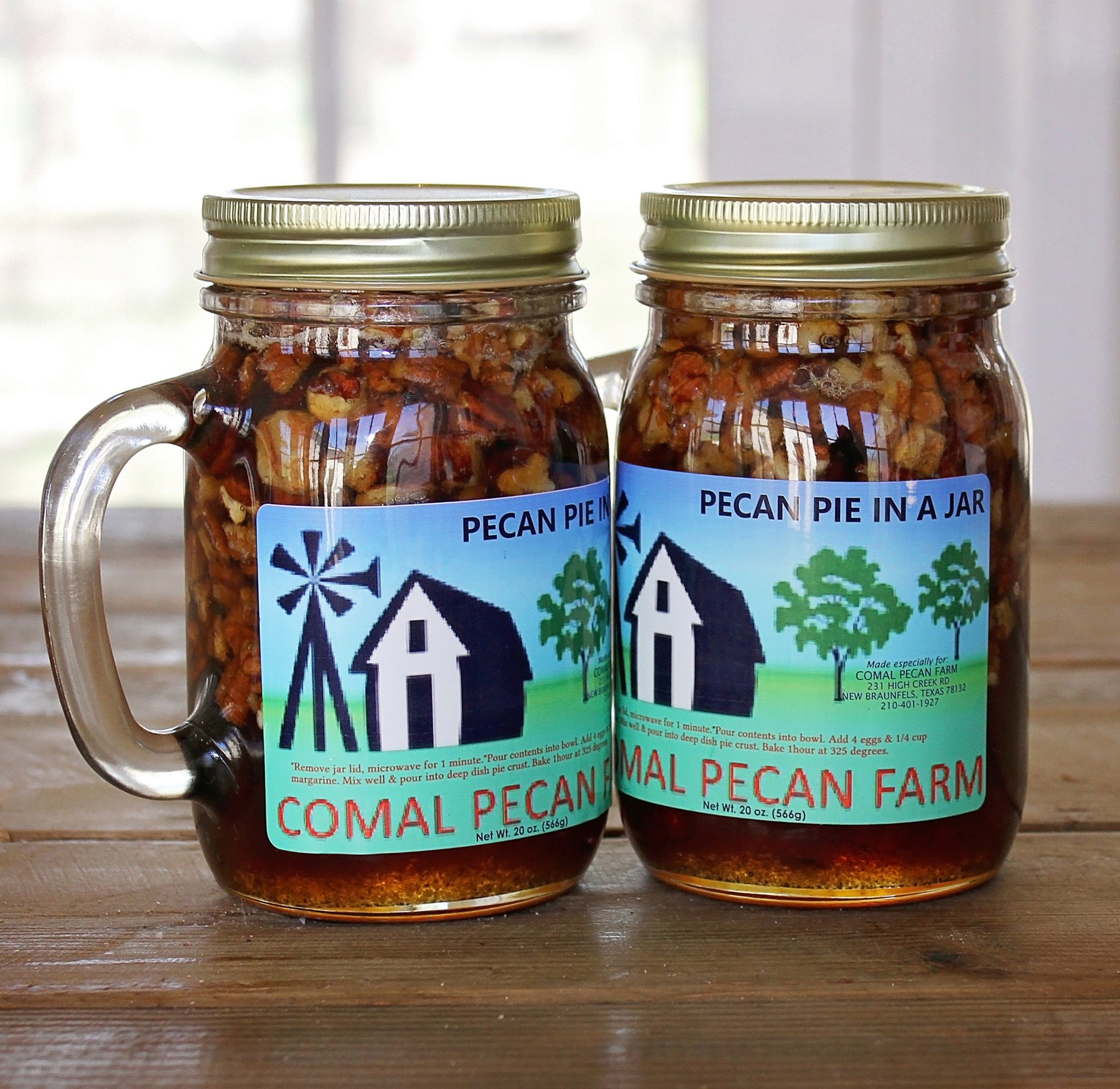 Labelling Pecan Pecan Pie in a Jar for Sale | Comal Pecan Farm | TX – comalpecanfarm